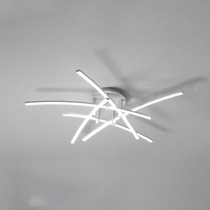 Style simple linéaire Semi Flush Fush Multi-Head Bedroom Plafond Éclairage avec une teinte acrylique