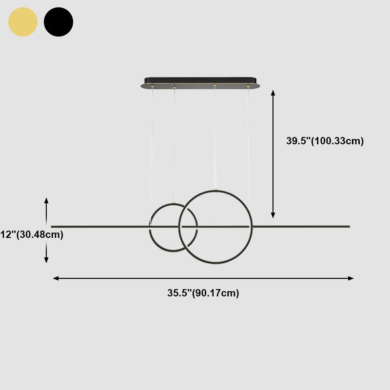 Metal 3-Light Pendant Light in Modern Minimalist Linear LED Silicone Island Light