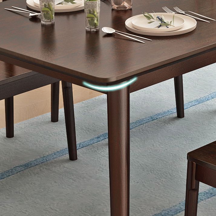 Minimalist Standard Solid Wood Dining Set Rectangle Shape for Kitchen Dining Set in Khaki