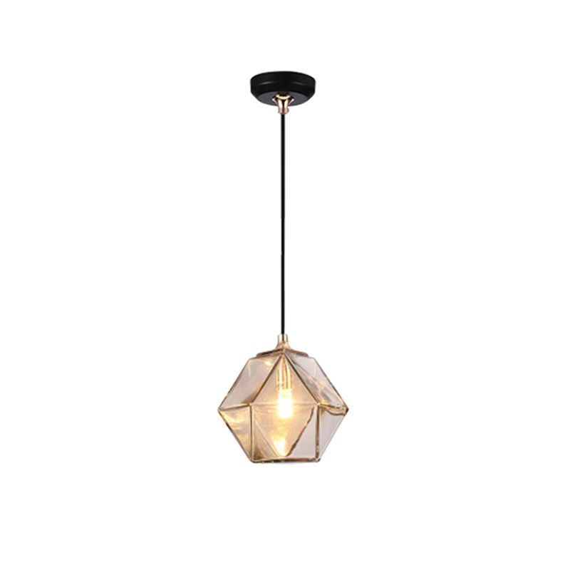 Geometric Pendant Lighting Modern Glass 1 Light Grey/Amber Hanging Pendant Light