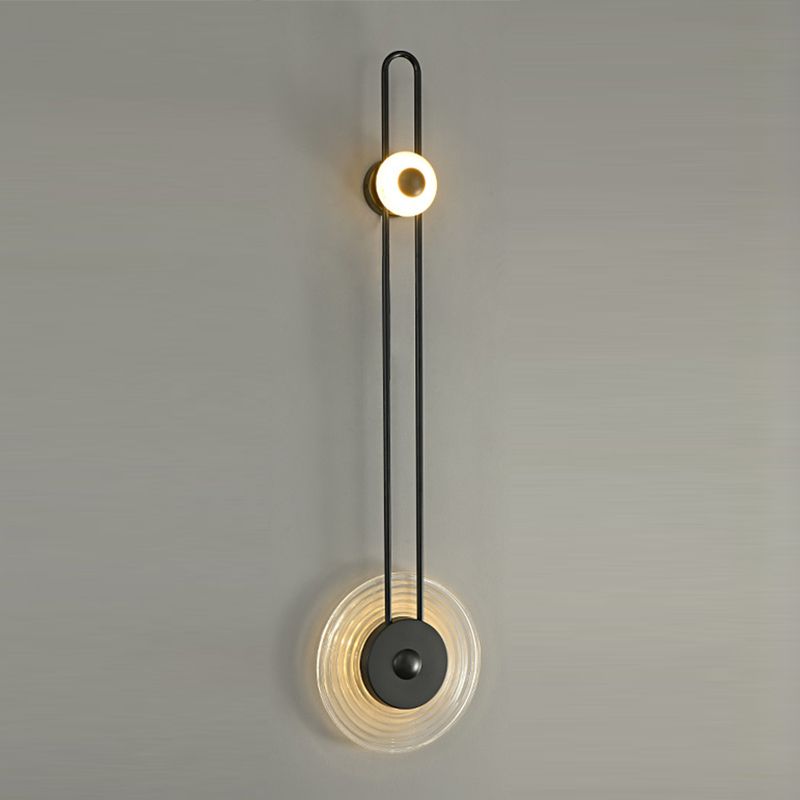 Lámpara de luz de matrícula redonda moderna de 1 luz con sombra de hierba transparente