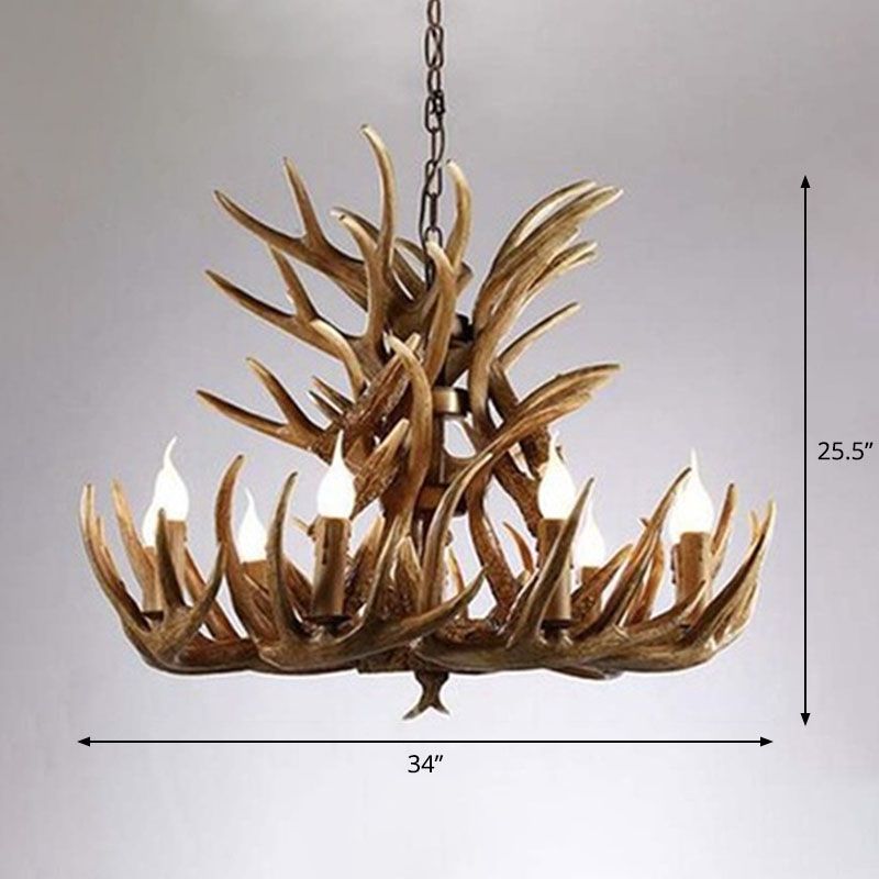 Lampada del lampadario in resina in resina di corno di cervo rustico per soggiorno per soggiorno