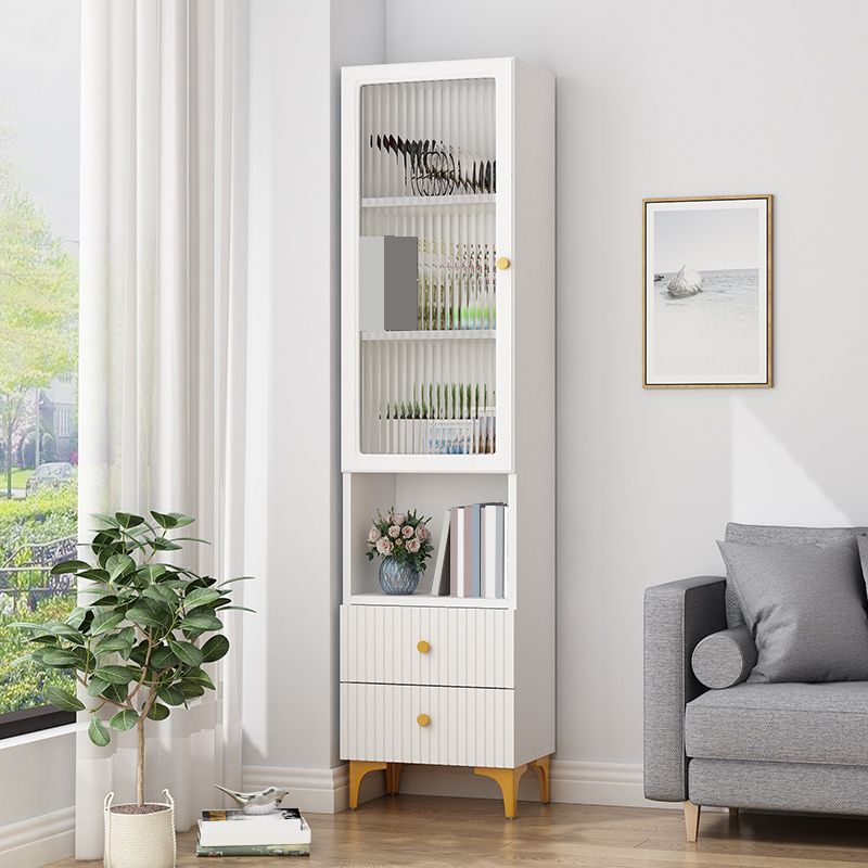 Contemporary Glass Paned Accent Cabinet 2 - Drawer Side Cabinet