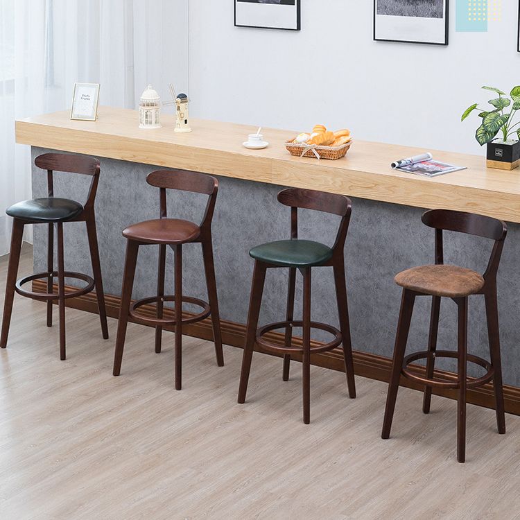 Scandinavian Matte Finish Solid Wood Bar Stool Dessert Shop Footrest Stool