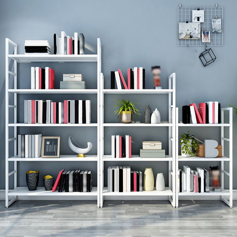 3/4/5-Shelf Iron Etagere Bookshelf Black and White Vertical Bookcase for Living Room