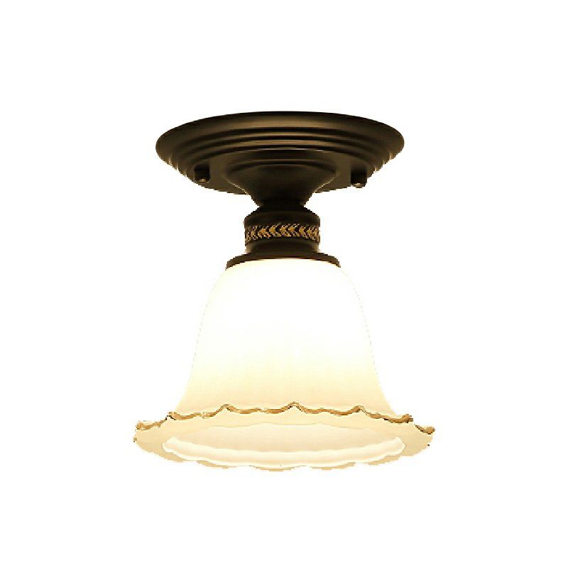 Luz de techo de al ras del pasillo acampanado vidrio marfil vintage 1 bombilla semi iluminación de montaje