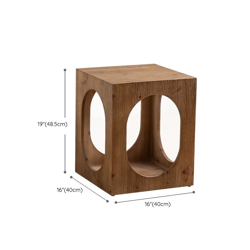 Rustic Geometric Accent Side Table Wooden Side End Snack Table