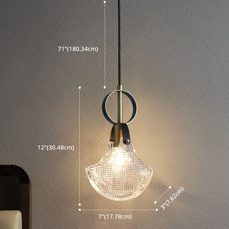 Small Crystal Glass Drop Lamp Postmodernism LED Suspension Light Fixture for Bedroom