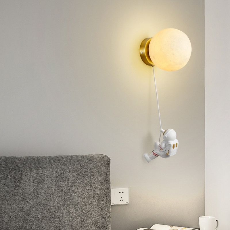 Flush Mount Metal Lighting Children Globe Shaded Wall Light for Bedroom