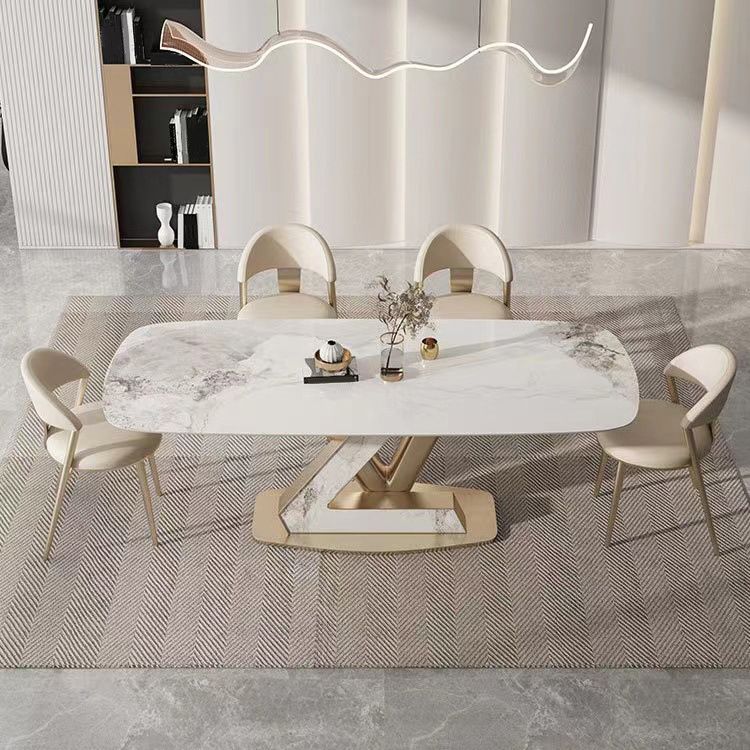 1/4/5/7/9 Pcs Dining Room Table and Chair Set Sintered Stone Dining Table Set