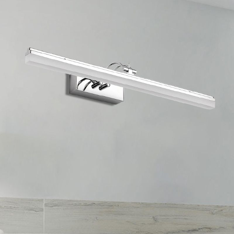 LED Bathroom Vanity Lighting with Linear Acrylic Shade Silver Wall Light Sconce in Warm/White Light, 19"/23" Width