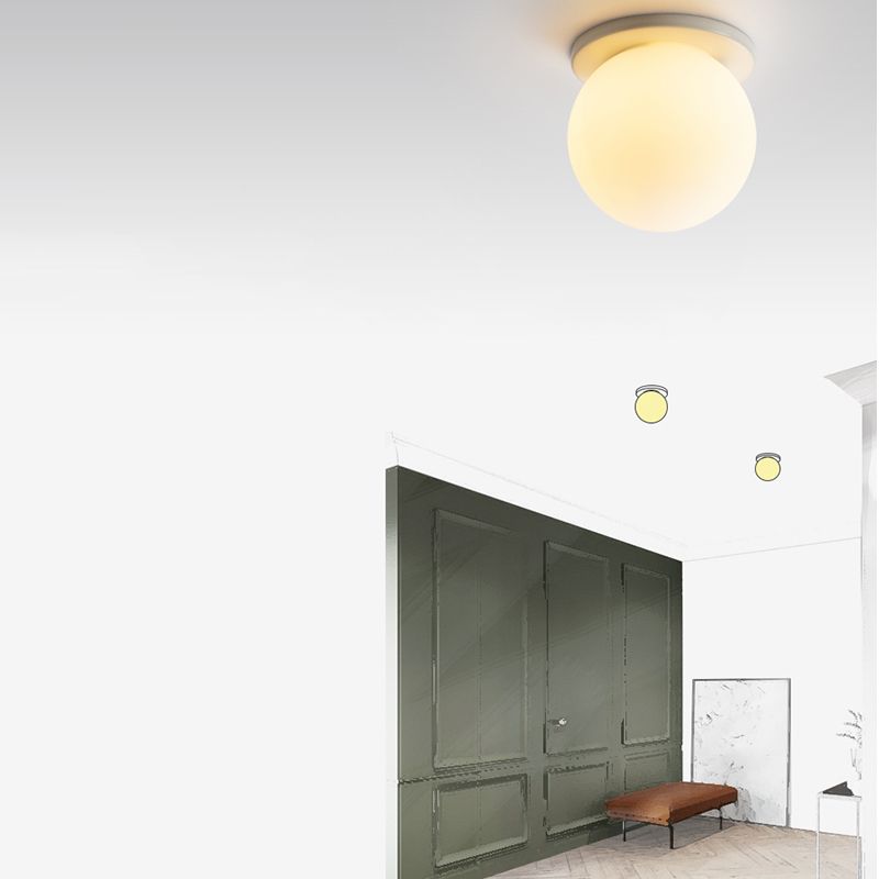 Glaskugelförmige Deckenbefestigung Minimalistische weiße Deckenbefestigung Leuchte