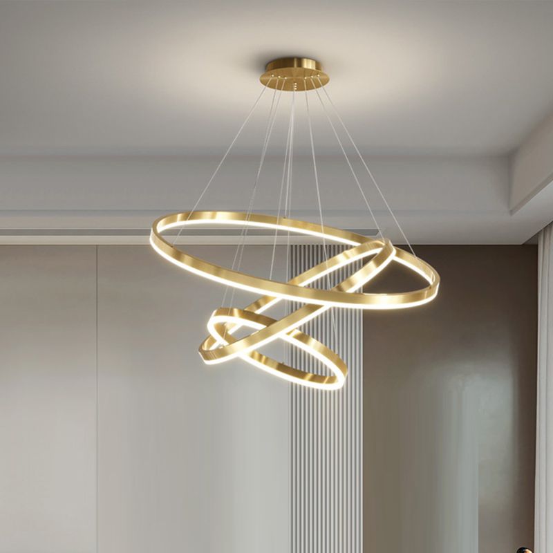 Multi-tier kroonluchter lamp Moderne ring kroonluchter verlichtingsarmaturen met witte acrylschaduw