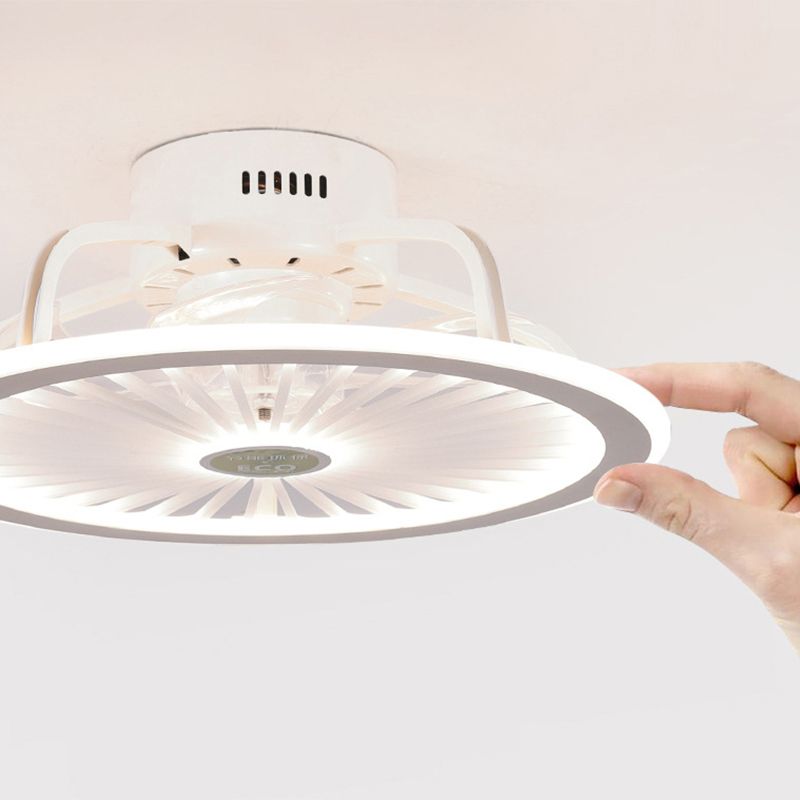 Weiße radförmige Spülenhalterende Deckenventilator Leichte Nordische Acryl -LED -Halbflush -Licht