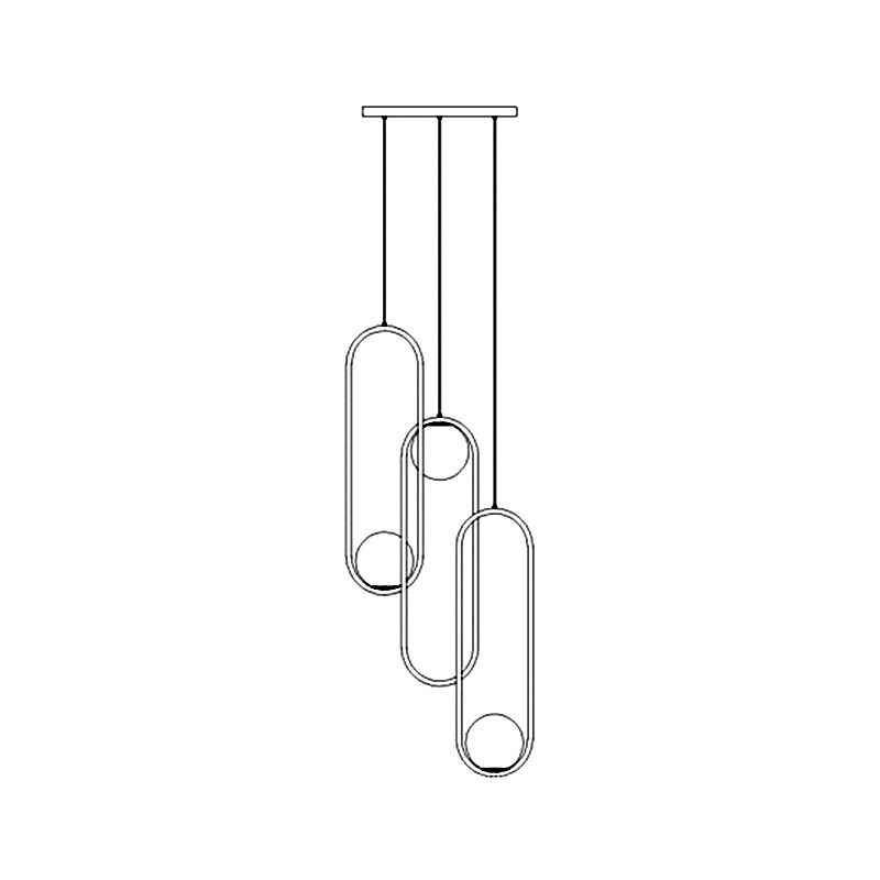 Modern Creative Cluster Pendant Light Wrought Iron Indoor Hanging Light with White Glass Shade