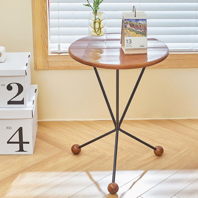 Scandinavian Solid Wood Round End Table Cross Legs Side Table
