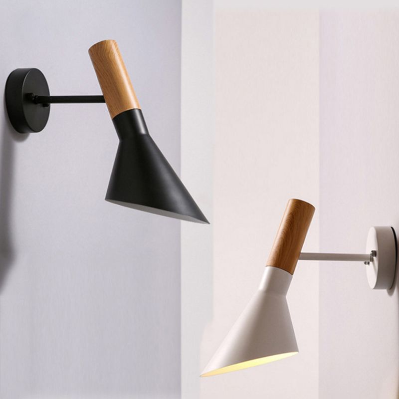 Cone Shape Wood Vanity Sconce Light Modern Style 1-Light Vanity Mirror Lights
