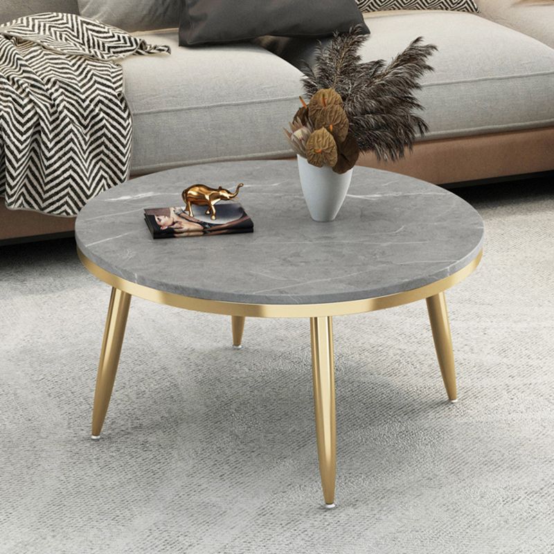 17"H Contemporary Coffee Table Round Stone Coffee Cocktail Table
