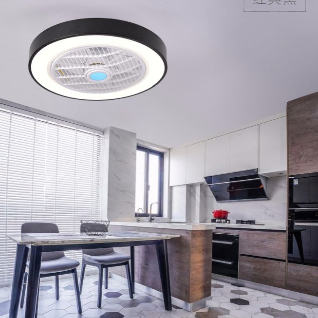 Moderne minimalistische LED -Makkaron Deckenventilator Leichter Eisenkreisendeckenleuchte mit Acrylschatten