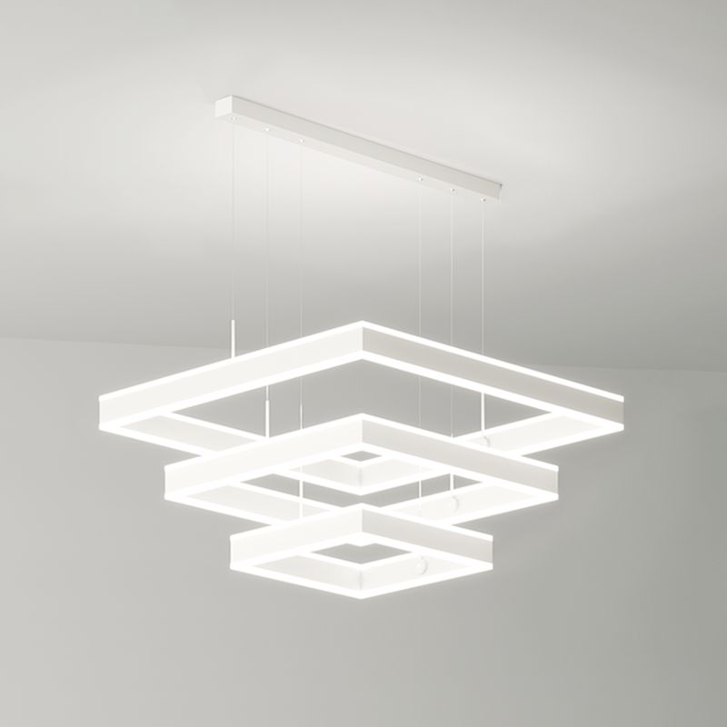 Quadratischer Schatten Kronleuchter Lichter moderne Metall 6-Licht Kronleuchter Beleuchtung in Weiß
