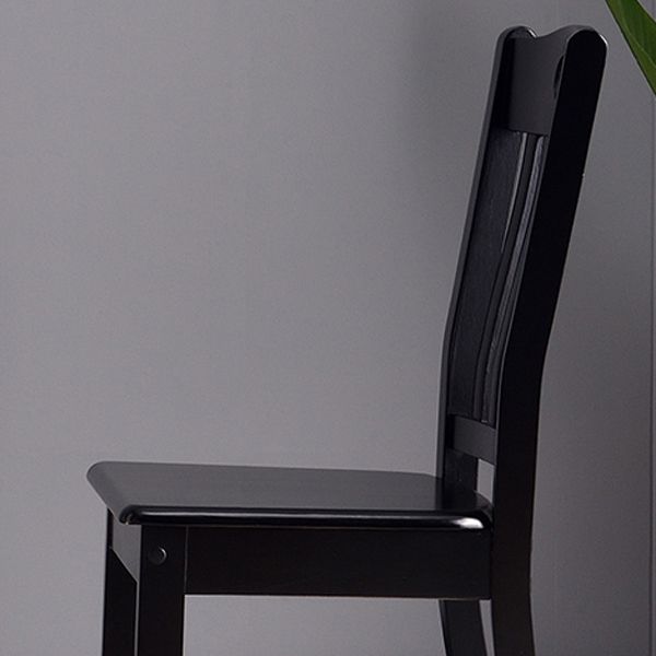 Modern Rubberwood Slat Back Chair Matte Finish Wood Dining Chair