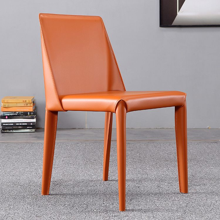 Silla lateral de cuero moderna para restaurante, respaldo sólido, silla sin brazos