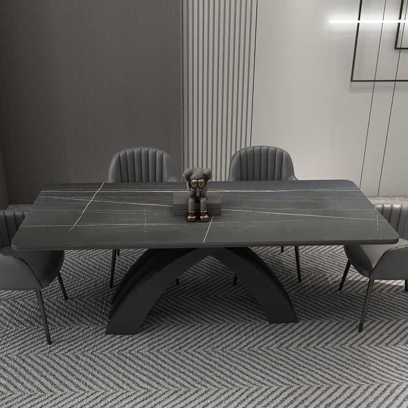 Glam Rectangle Shape Dining Table Sintered Stone Top Standard Dining Table for Kitchen