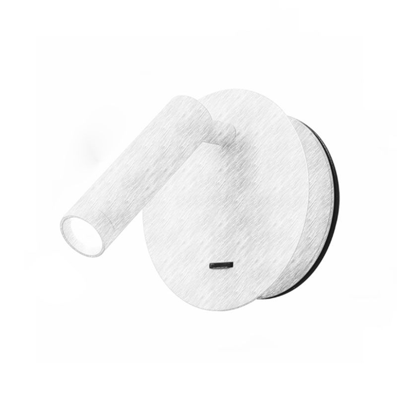 Splock de pared de metal negro con interruptor de luz de pared círculo de 1 luz para el dormitorio para el dormitorio