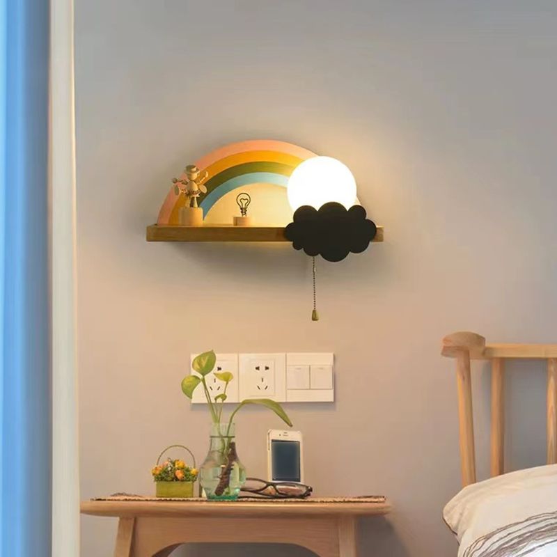 Modern Style Wooden Wall Light Fixture Creative Wall Light Sconce for Child's Room