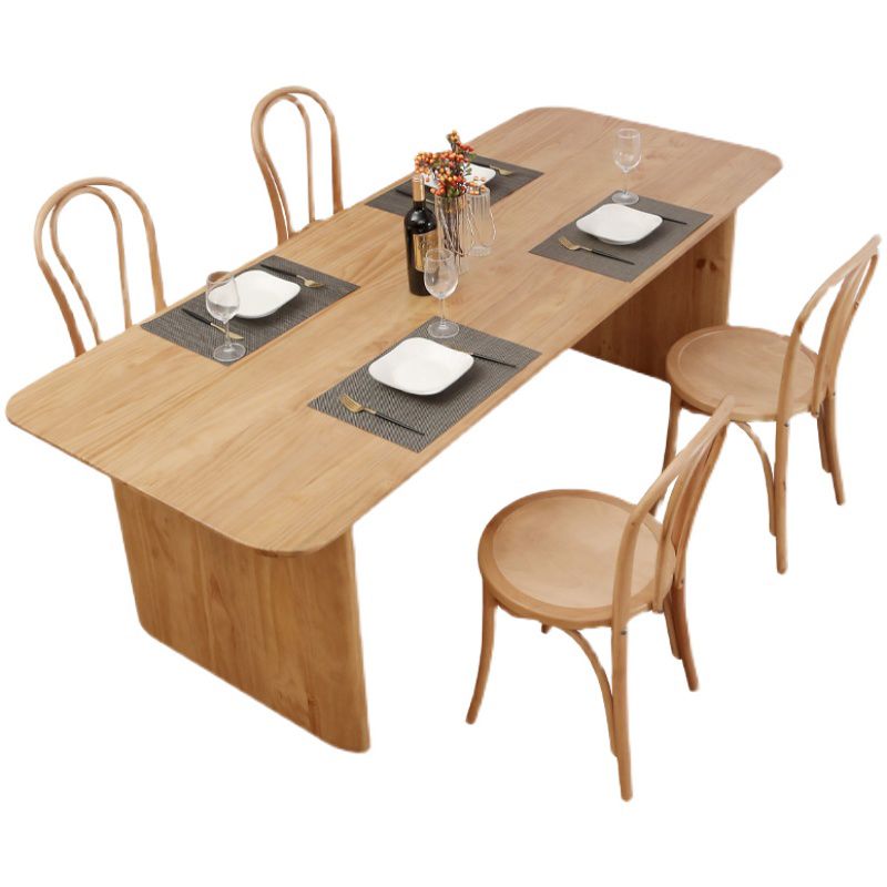 Modern 1/2/5/7 Pieces Rectangle Dining Set Pine Wood Dining Table with Chairs