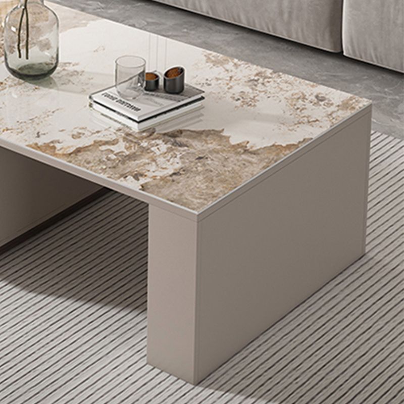 Glam Coffee Table Rectangle Stone Single Cocktail Table with Storage Drawers