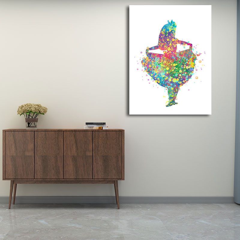 Kids Style Dancer Canvas Art Multicolored Textured Wall Decoration for Living Room