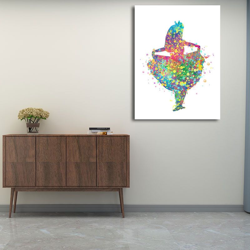 Kinderstijl danser canvas kunst veelkleurige getextureerde wanddecoratie voor woonkamer
