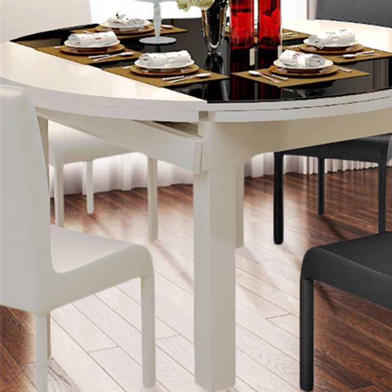Contemporary Tempered Glass Top Dining Room Set Folding for Kitchen