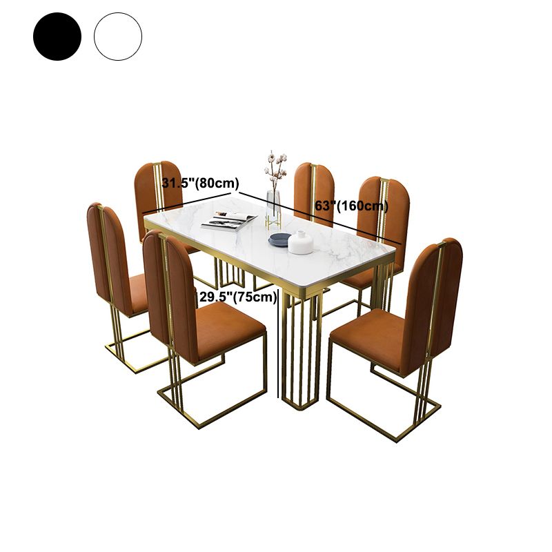 Glam Style Stone Top Dinette Table Gold Base Dining Table for Living Room