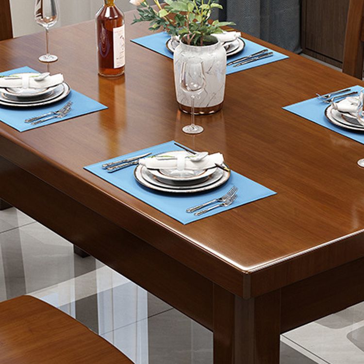 Wood Base Dining Table Contemporary Dinner Table with 4 Legs