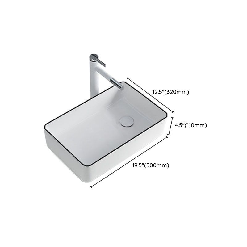 Rectangular Bathroom Sink Porcelain Trough Bathroom Sink(Not Included Faucets)