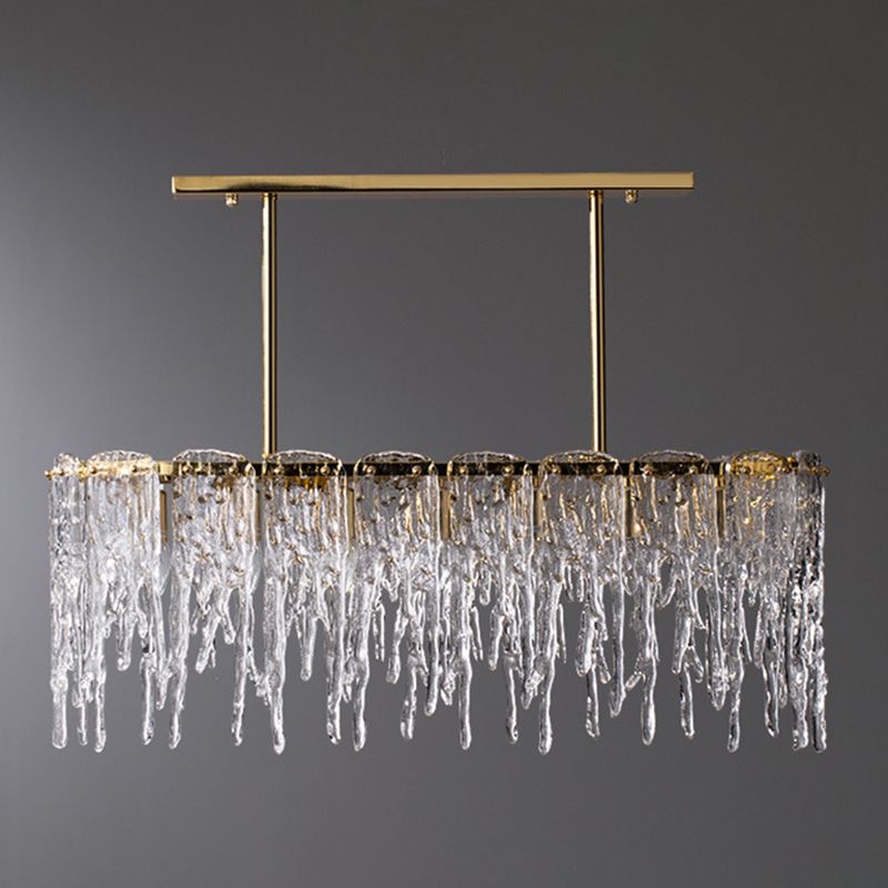 Modern Luxurious Island Pendant Lighting 7 Light Water Column Optical Crystal Island Ceiling Light for Living Room