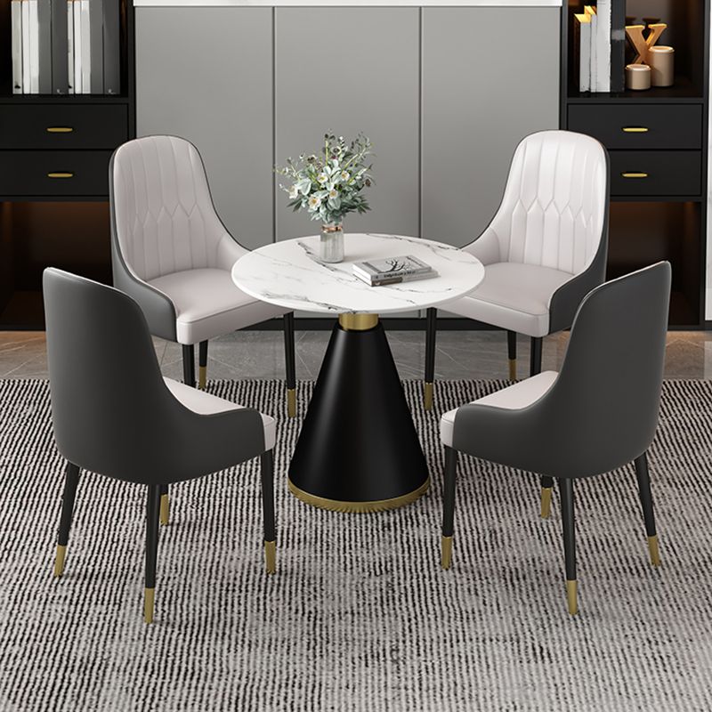 Metal Modern Round Dining Table Sintered Stone Table for Dining Room and Kitchen