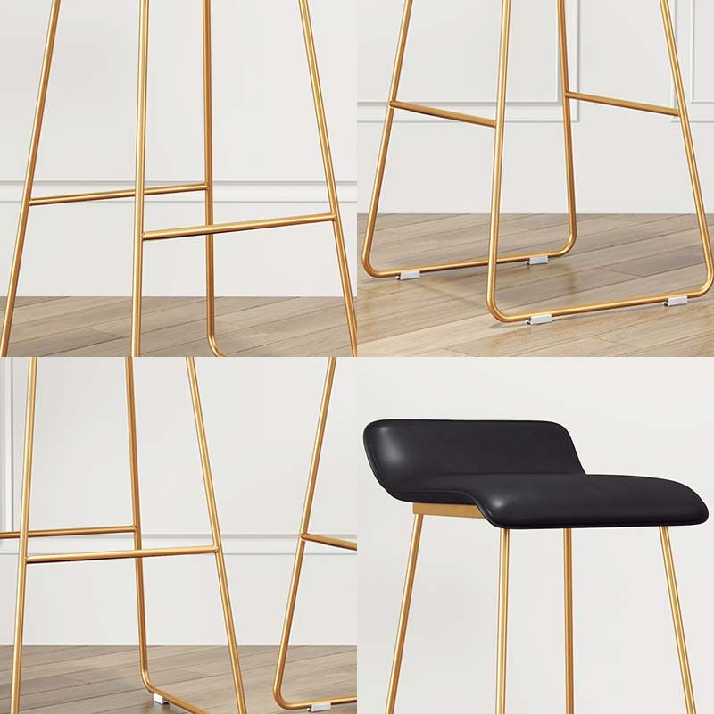 Modern Style Metal Bar Stool Leather Low Back Counter Stool for Restaurant