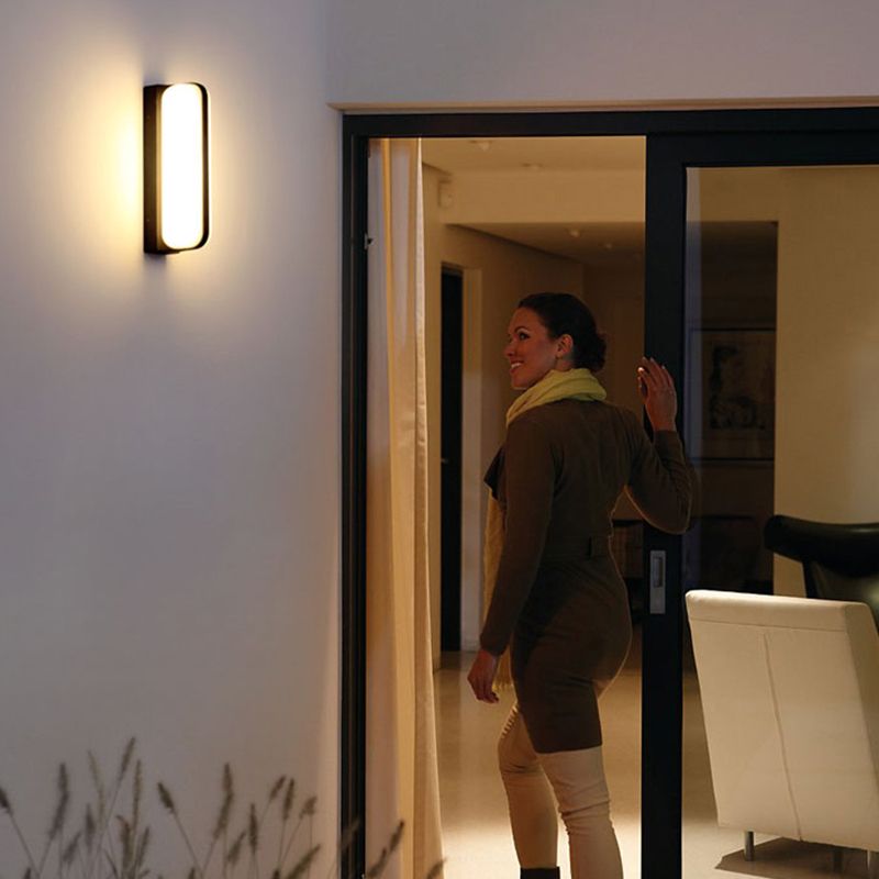 Capsule Shaped Acrylic LED Wall Light Minimalism Black Finish Wall Sconce for Yard