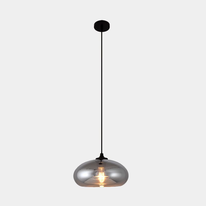Mirror Glass Mini Pendant Light for Bar Cafe Glass 1 Head Modern Ceiling Hanging Light in Smoke Gray