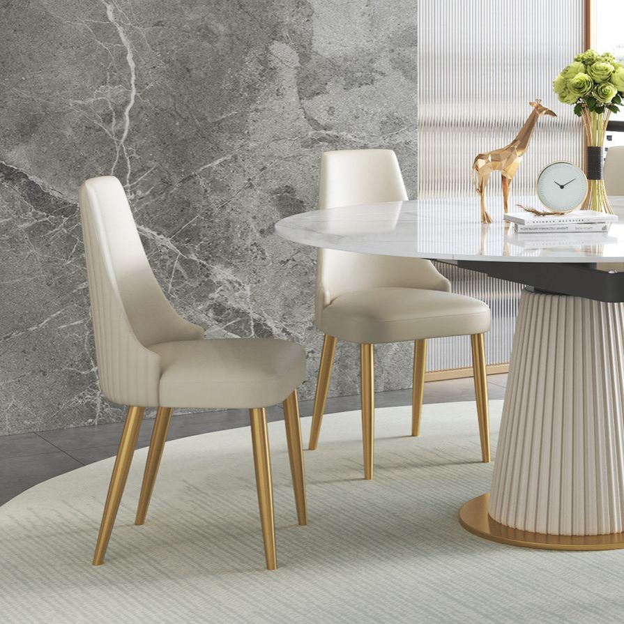 Glam Sintered Stone Dining Room Set with Round Table Space-Saving Design Dining Table Furniture