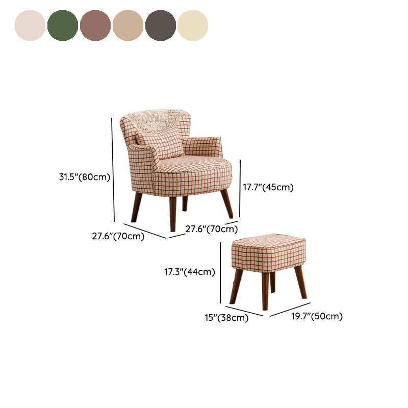 Fixed Back Accent Room Chair Arms Included Lounge Accent Chair with Pillow
