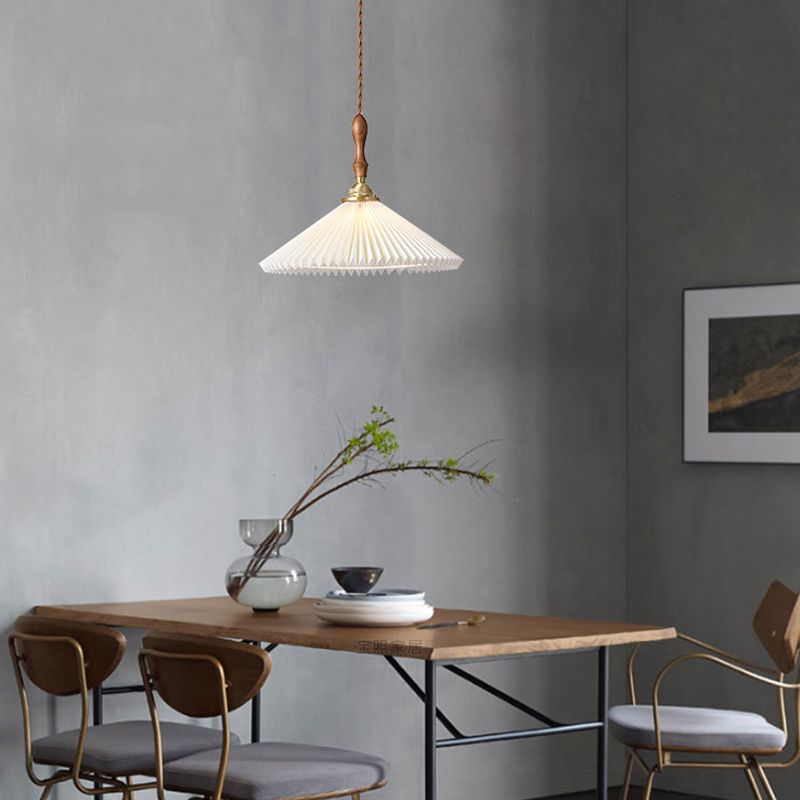 Conical Hanging Pendant Light Minimalist Wood Dining Room Hanging Light Fixture