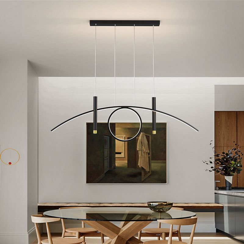 Linear Shape Island Lights Modern Style Metal 4-Light Island Lighting