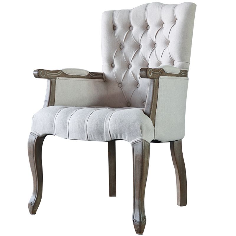 Chaise de salle à manger en bois Glam, fauteuil de salle à manger unique en tissu lin pour Restaurant