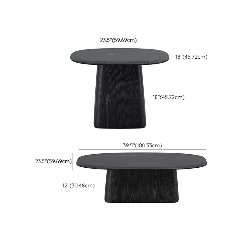 Pedestal Coffee Table Black Solid Wood Coffee Cocktail Table