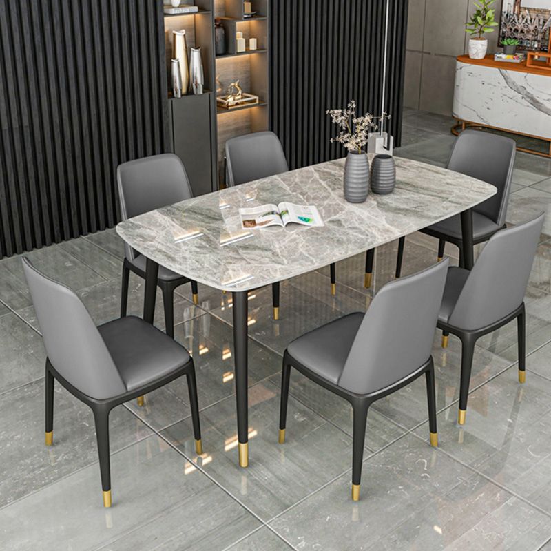 Mesa de comedor de lujo rectángulo Tono gris FIJA Mesa fija de piedra sinterizada