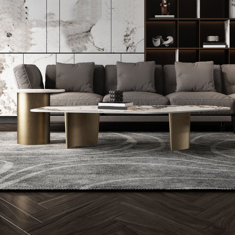 Abstract Cocktail Table Contemporary Slate Top Coffee or End Table